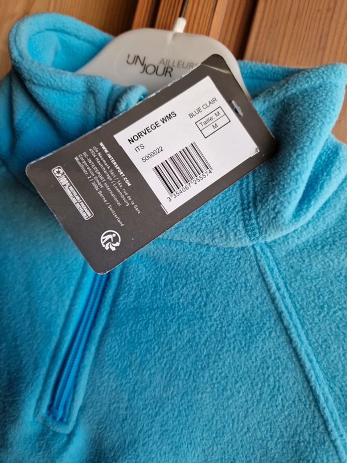Pull polaire bleu clair ITS neuf avec étiquette _ taille M - photo numéro 3