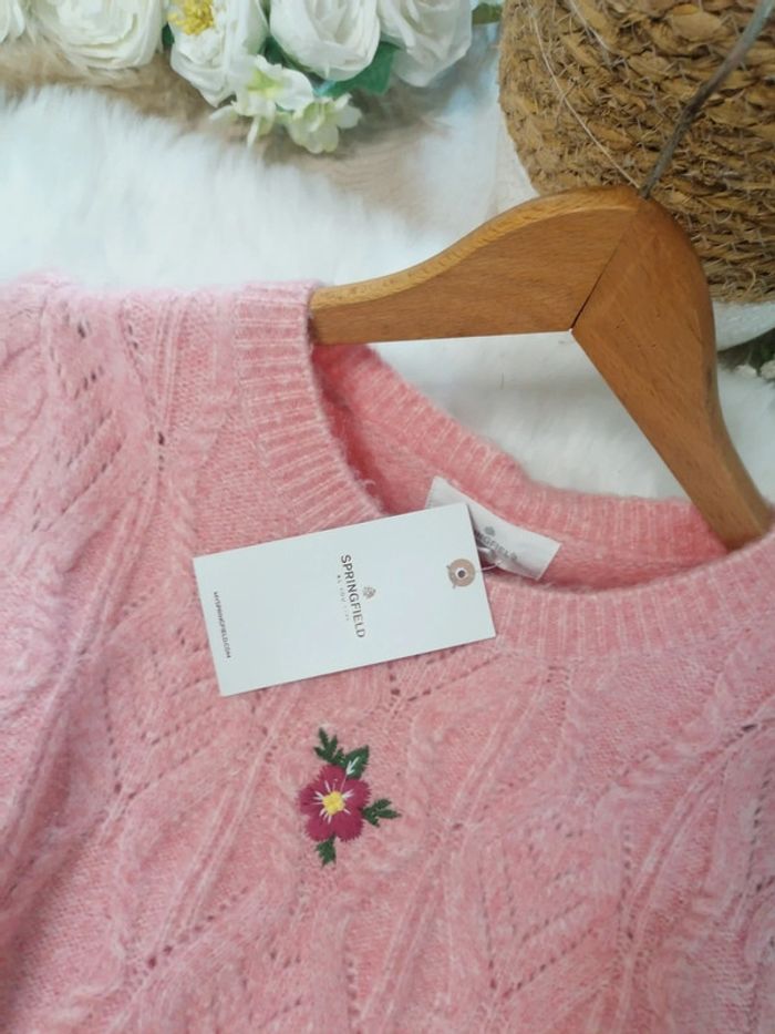 Pull rose Springfield taille L neuf avec étiquette - photo numéro 2