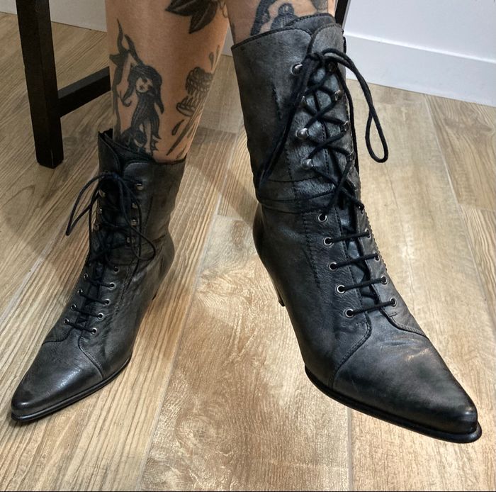Bottines cuir talons compensés