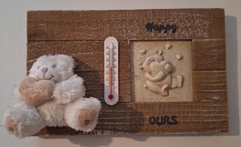 Superbe cadre en bois pour chambre d'enfant avec thermomètre