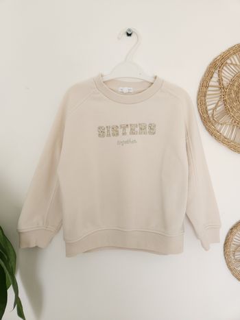 Sweat écru "Sisters" Vertbaudet 4 Ans