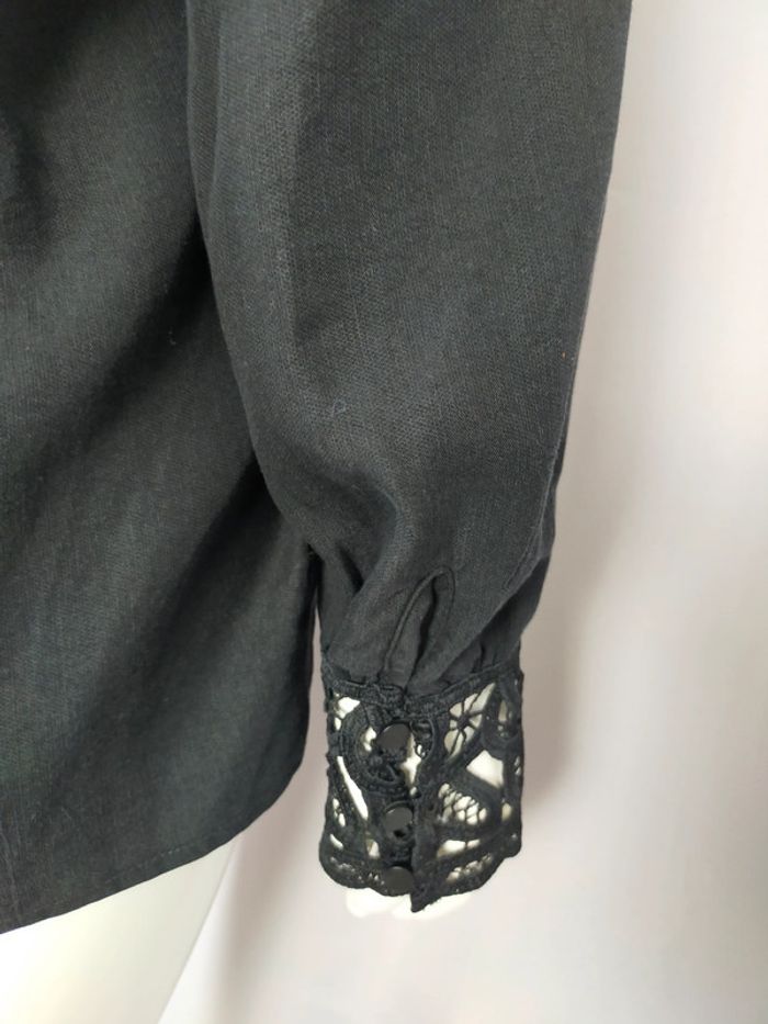 Blouse noire élégante à empiècements dentelle – Elora – Taille 42 - photo numéro 14