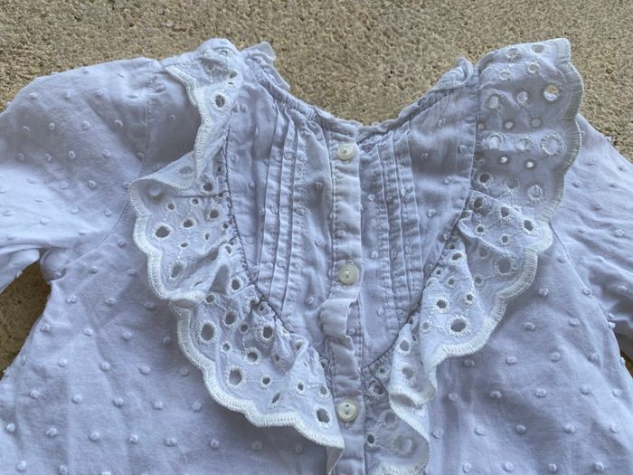 Chemise Zara blanche à volant brodé - photo numéro 2