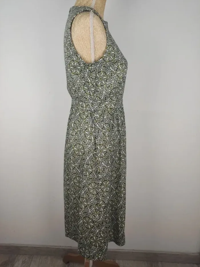 Robe mi-longue dos graphique boutonné noir jaune blanc taille 38 La Redoute neuve - photo numéro 3