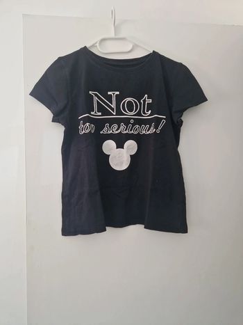 Tee-shirt manche courte femme été noir motifs Mickey 100% coton taille 40 TBE disney