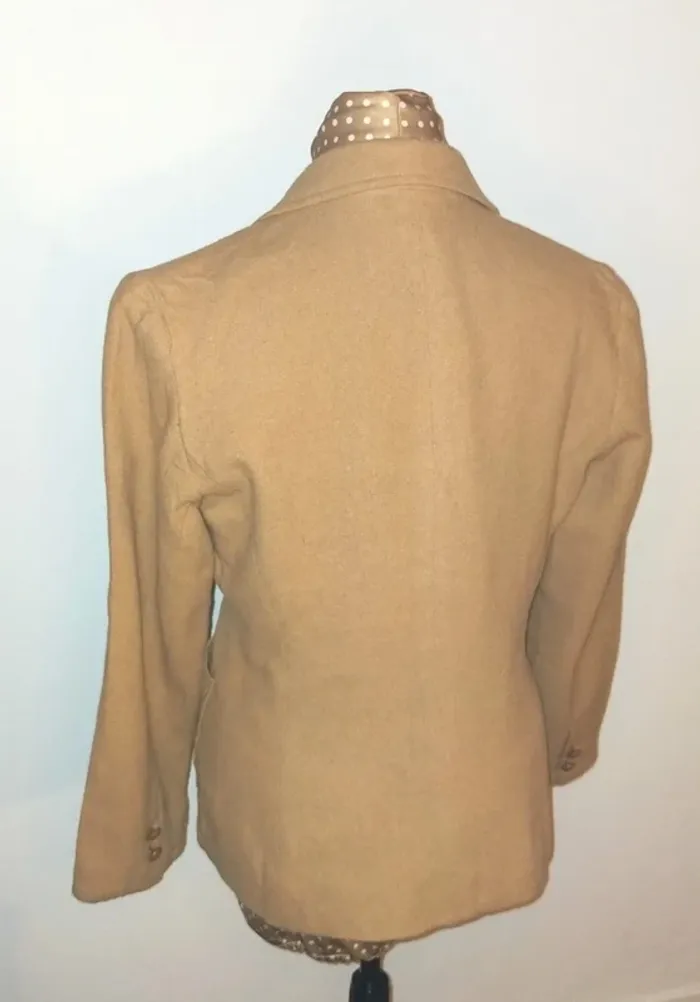 Veste en laine beige femme, vintage, taille M, excellent état - photo numéro 7