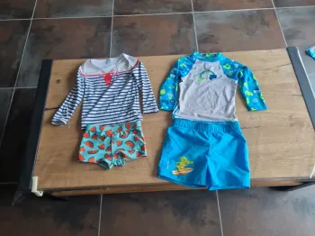 Lot 4 pièces 2 maillots anti uv + 1 boxer et 1 short de bain