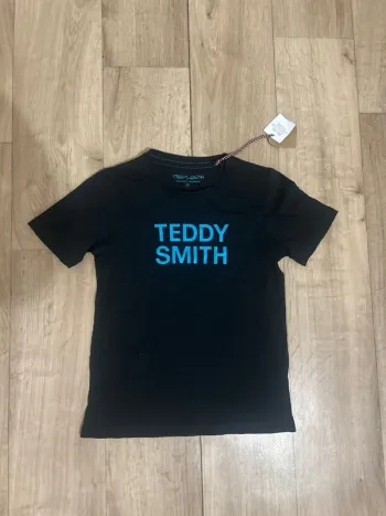 T-shirt Teddy Smith noir logo bleu 8ans