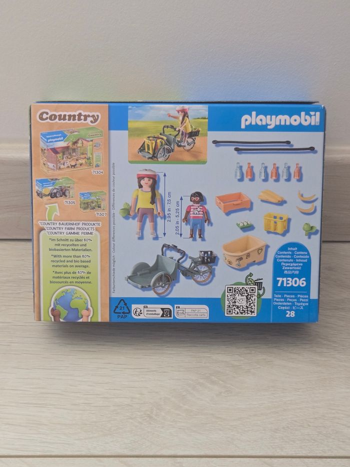 Playmobil country 71306 cycliste avec vélo et remorque avant neuf - photo numéro 2