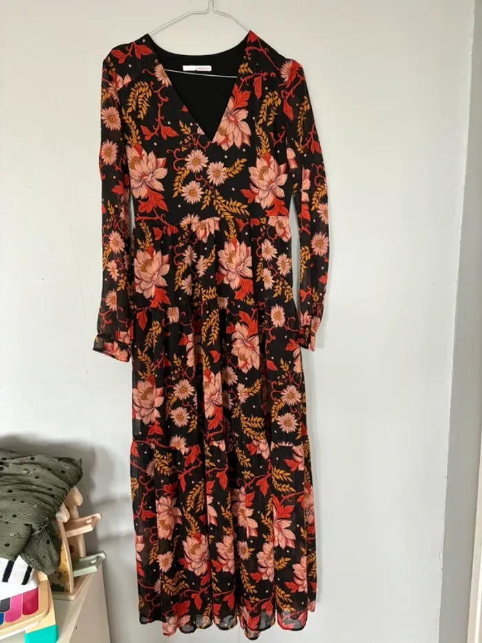 Robe longue automnale camaïeu - taille 36 - photo numéro 3