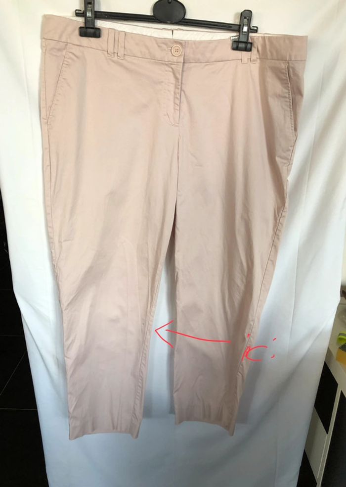 Pantalon de ville rose pâle satiné H&M bon état taille 48 - photo numéro 8