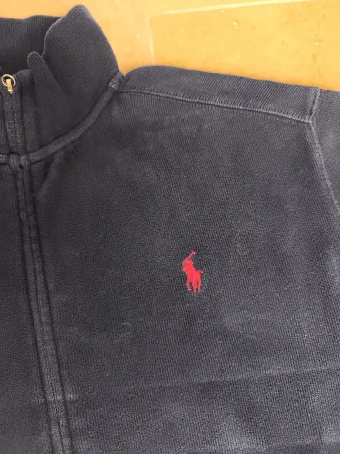 Veste pull zippée Ralph Lauren homme M marine logo rouge excellent état - photo numéro 3