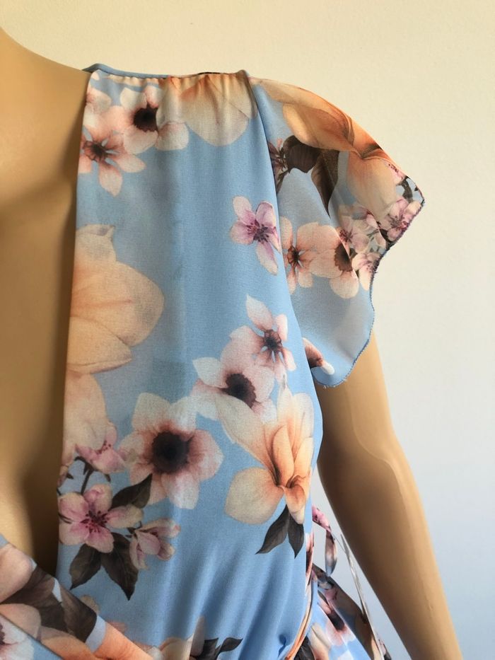 Robe longue bleue claire et fleurie neuve New Collection taille unique - photo numéro 3