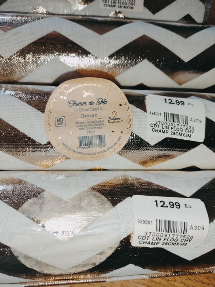 Lot chemins de table chevrons doré - photo numéro 2