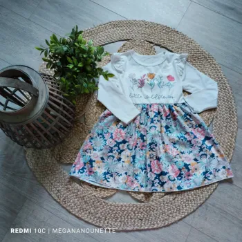 🌼 Robe fille 4 ans Little Wildflower – Fleurie & manches longues