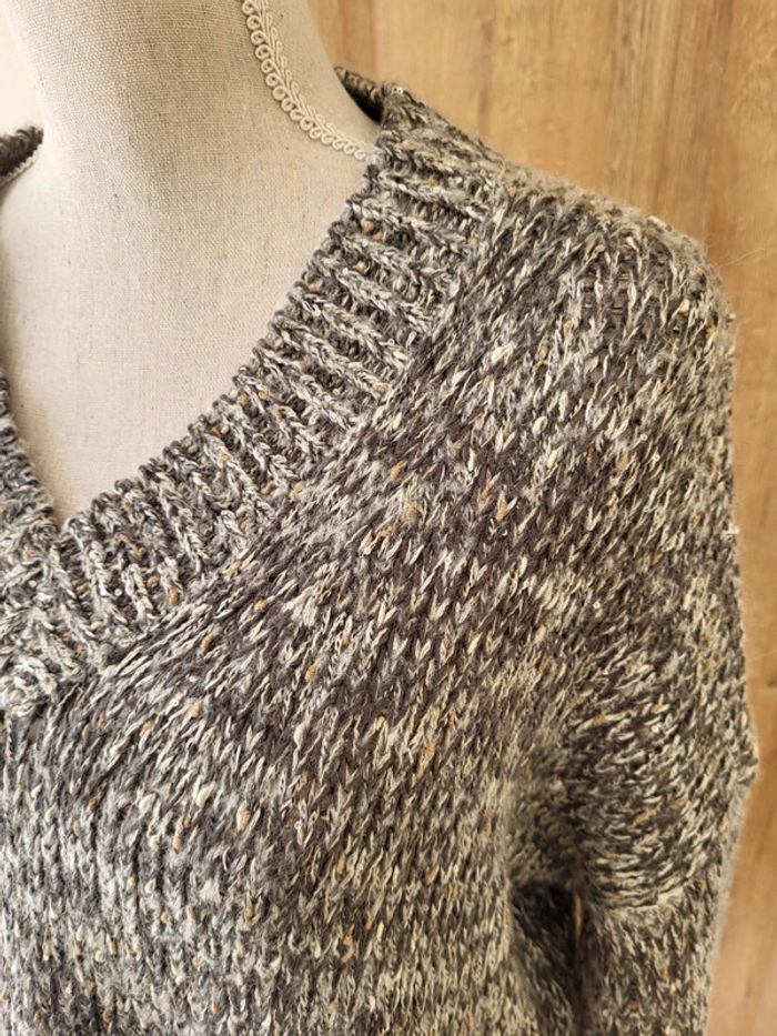 Pull col V gris beige chiné Springfield Taille S ou 36 - photo numéro 6