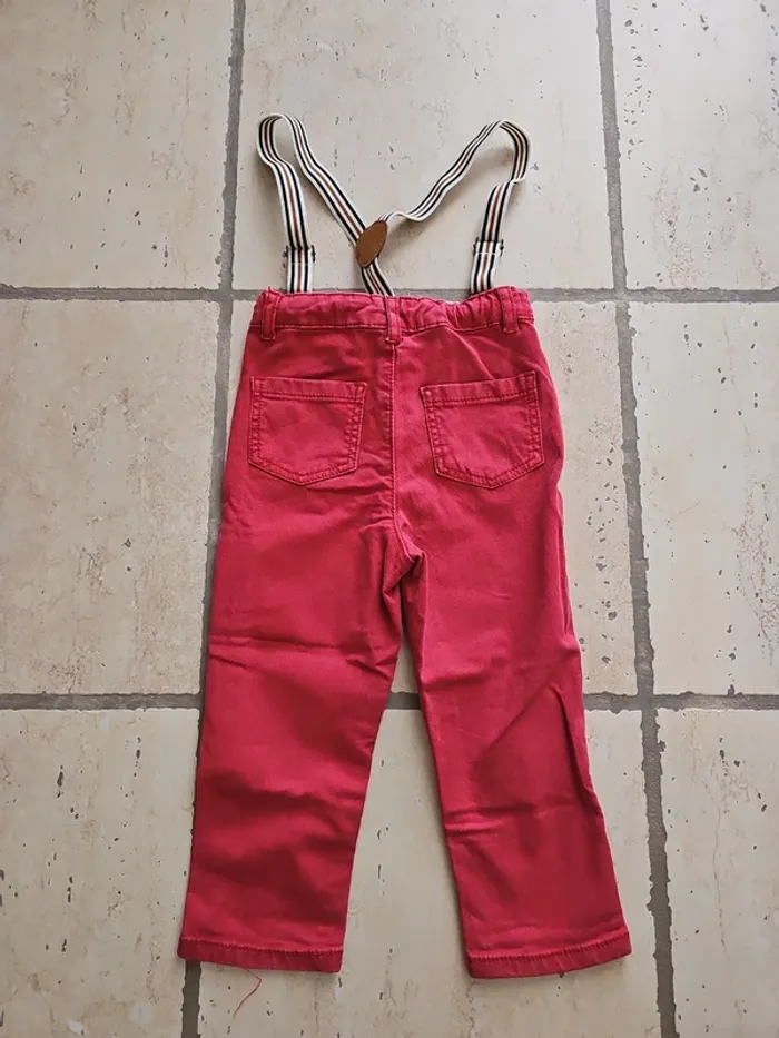 Pantalon rouge à bretelles - Tape à l'œil - 24 mois/86 cm - photo numéro 4