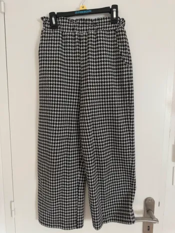 Pantalon large Monoprix 10 ans noir et blanc