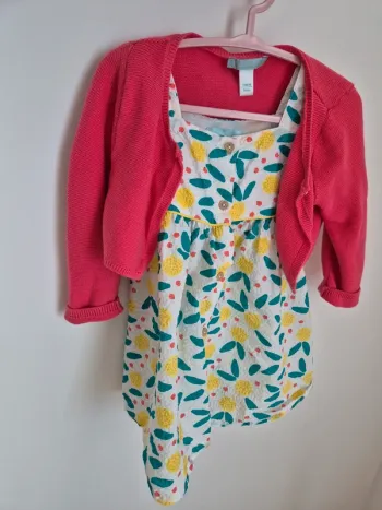 Ensemble robe bloomer et gilet 18 mois obaibi