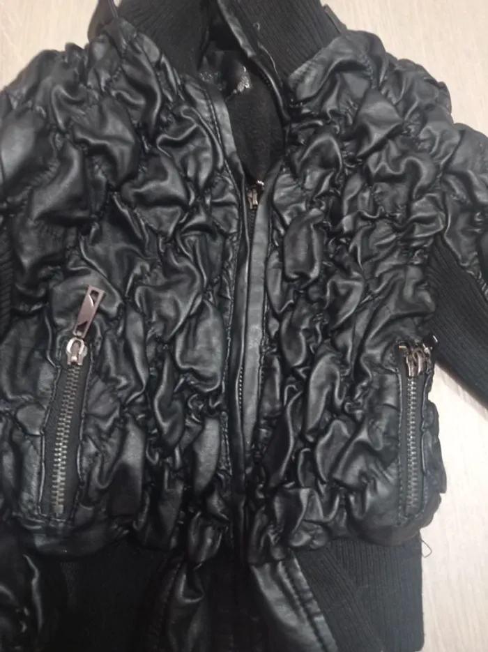 Veste en simili cuir noir pour petite fille - photo numéro 3