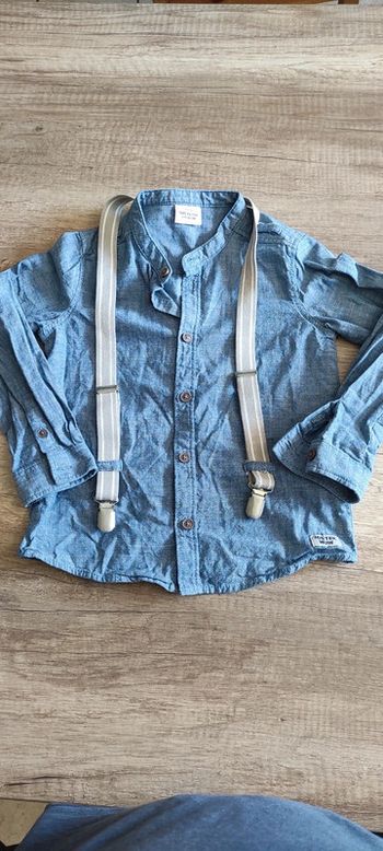 chemise manches longues col mao avec bretelles