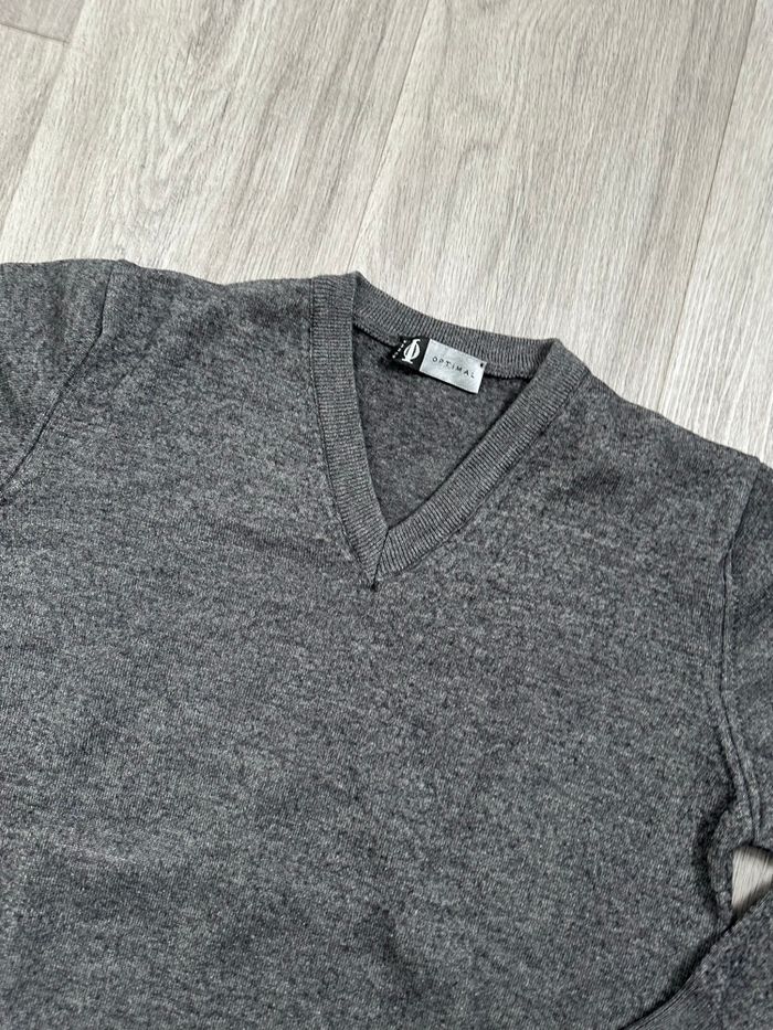 Pull gris moucheté en laine mérinos TS - photo numéro 2