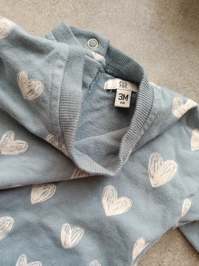 Ensemble bleu pull coeurs sarouel 3 mois La redoute - photo numéro 4