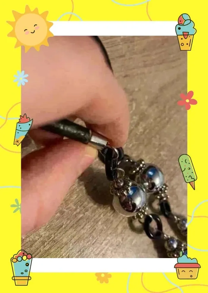 Collier noir argenté rose - photo numéro 6