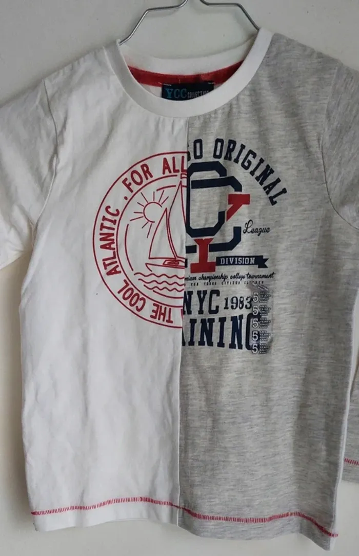 Tee-shirt manches longues garçon YCC - Taille 5 ans, neuf, style bicolore - photo numéro 2