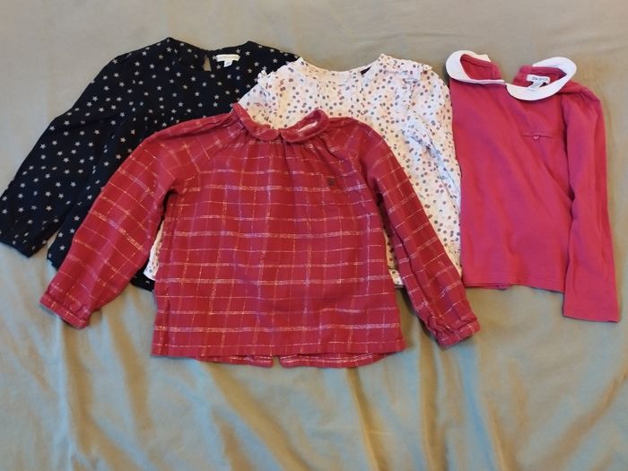 Lot 4 blouses fille – Très bon état – 5/6 ans