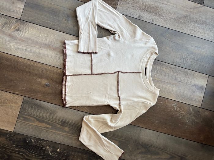 Top  manches longues beige taille S tee shirt - photo numéro 5