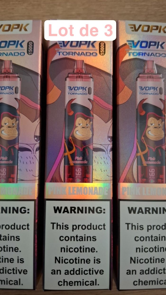 Vape 15 000 " Pink lemonade  " lot de 3