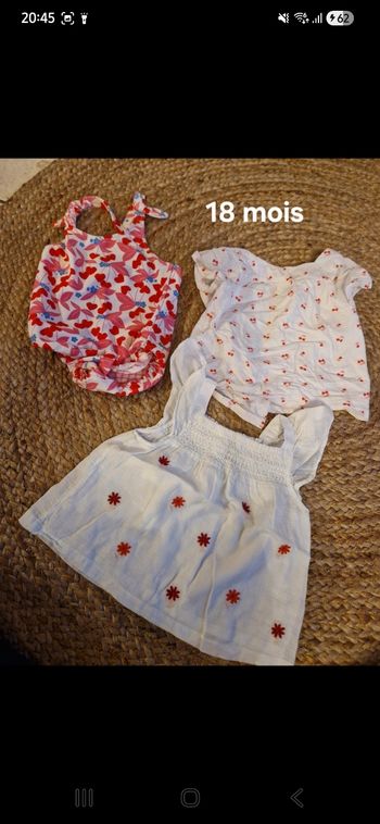 Lot vêtements bébé fille taille 18 mois 