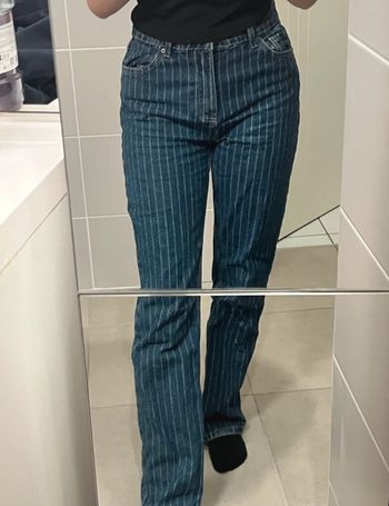 Pantalon bleu rayures