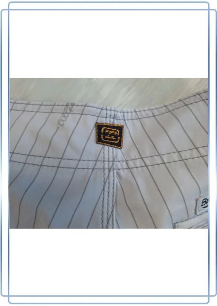 Boardshort Billabong Homme – Taille 31 – Blanc rayé broderie or/argent (598) - photo numéro 7