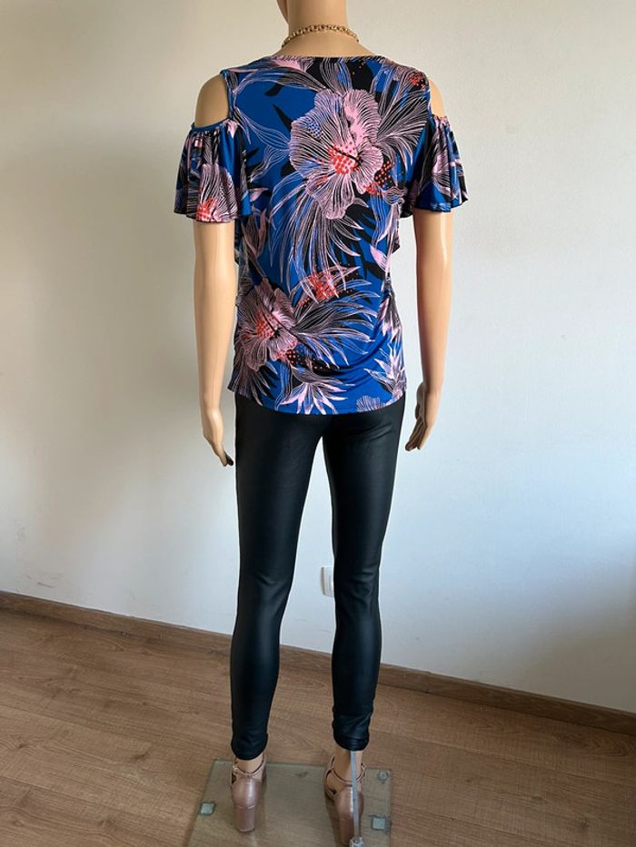 Haut bleu et imprimé à manches courtes Morgan taille XS jamais porté - photo numéro 9