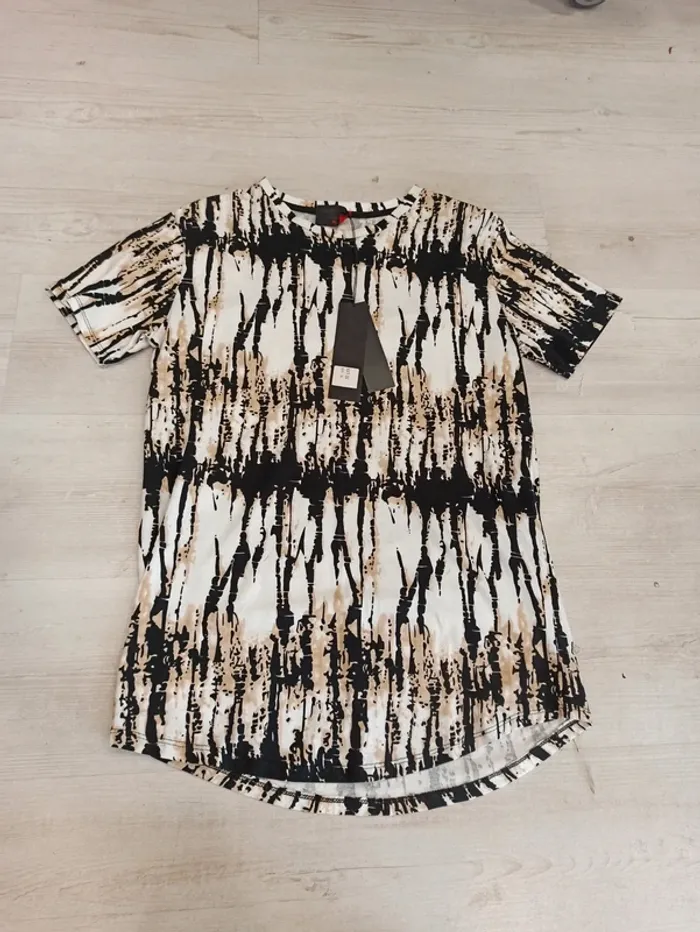 Tee shirt noir et beige homme L