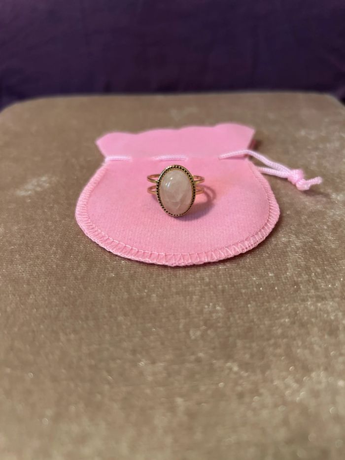Bague pierre quartz rose • Taille ajustable - photo numéro 5