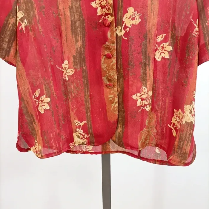 Chemisier fluide rouge imprimé floral Un Jour Ailleurs taille 42 A915 - photo numéro 3