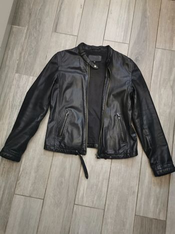 Veste noire en cuir Monoprix