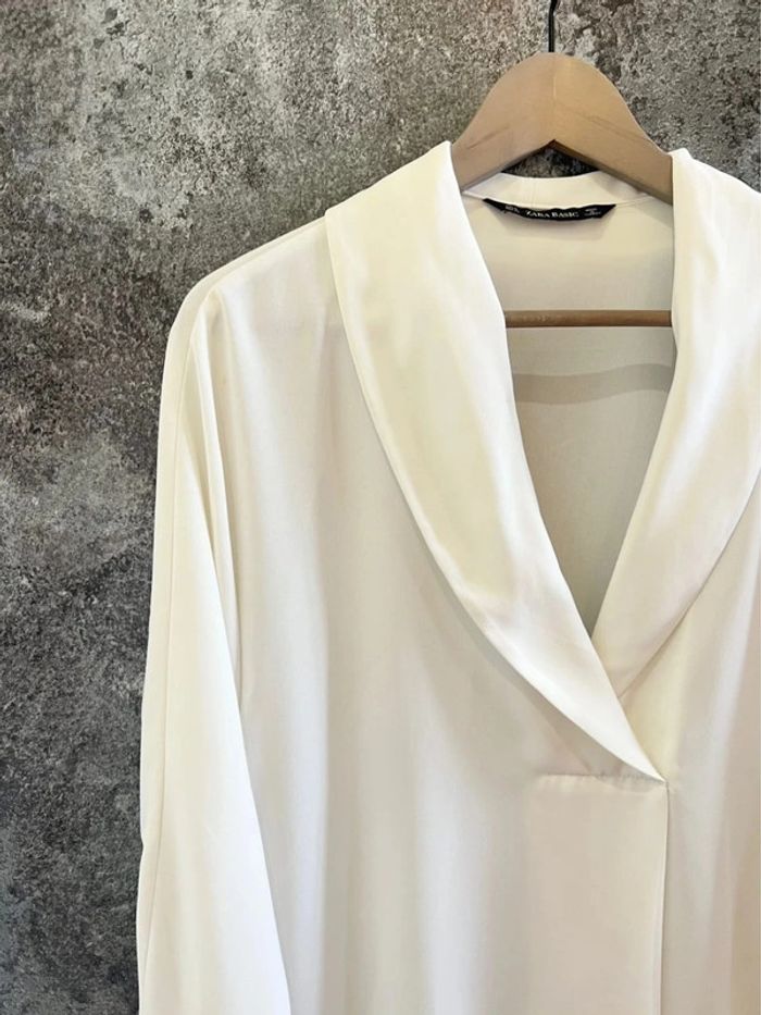Blouse blanche femme Zara taille S Blusa blanca mujer Camicetta bianca donna Weiße Bluse Damen - photo numéro 2