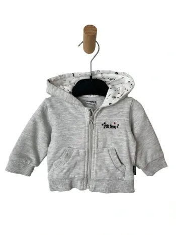 Sweat zippé gris clair - P'tit Bisou 1 mois (55cm)