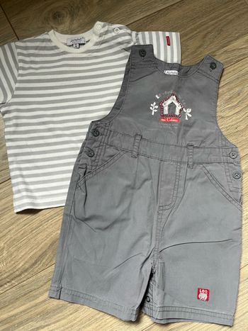 Tenue alphabet garçon été 12mois salopette teeshirt