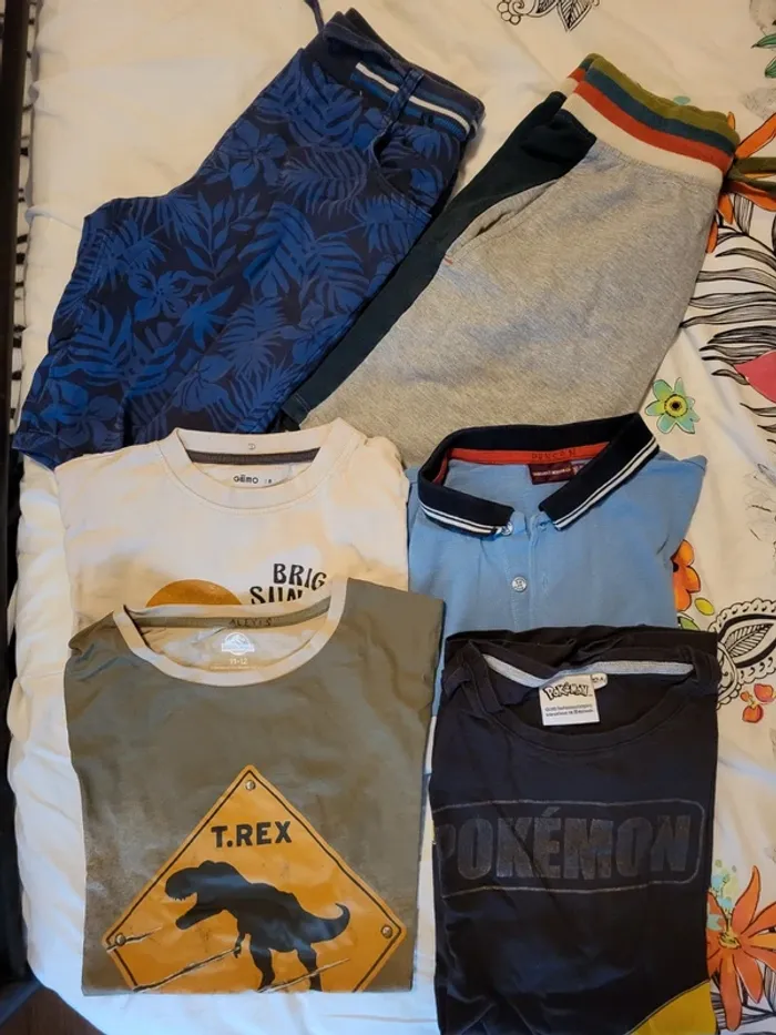 Lot de 3 tee-shirts 1 polo 2 bermudas 10 ans - photo numéro 1