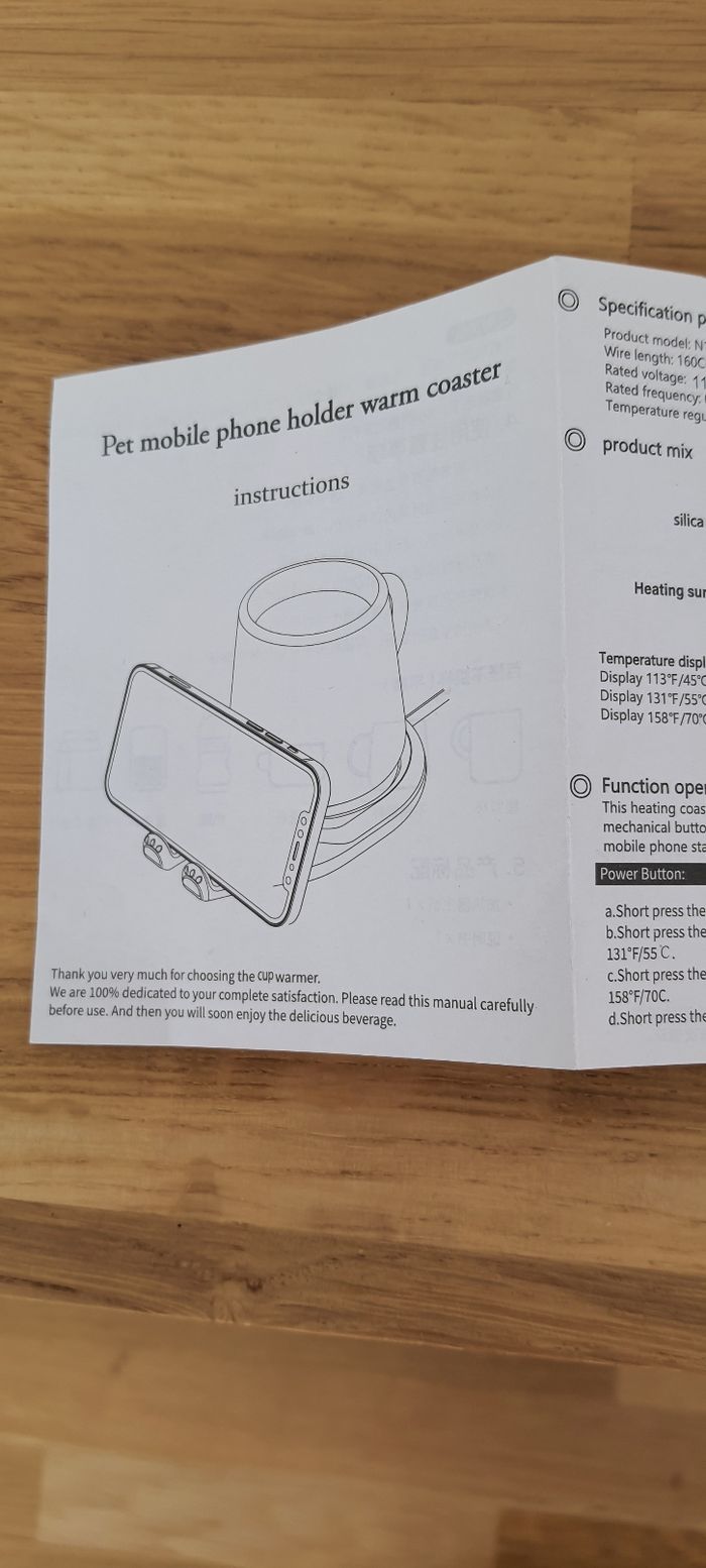 Chauffe tasse design chat- support téléphone - photo numéro 3