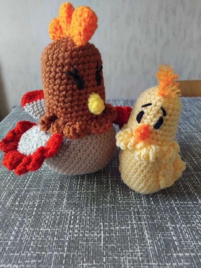doudou peluche poule et son poussin - photo numéro 2