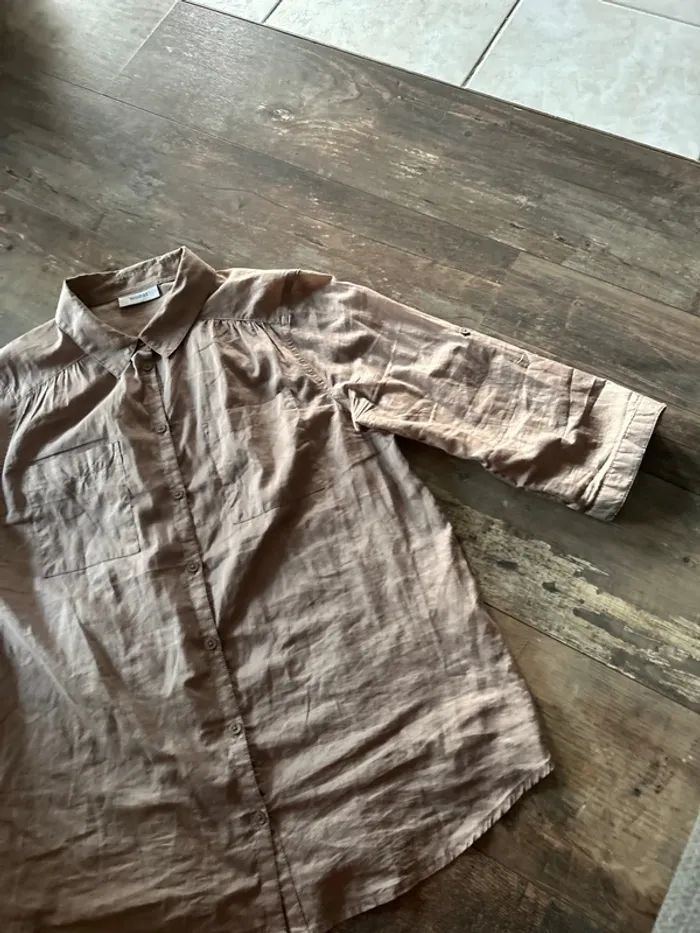 Chemise manches 3/4 taupe - photo numéro 2