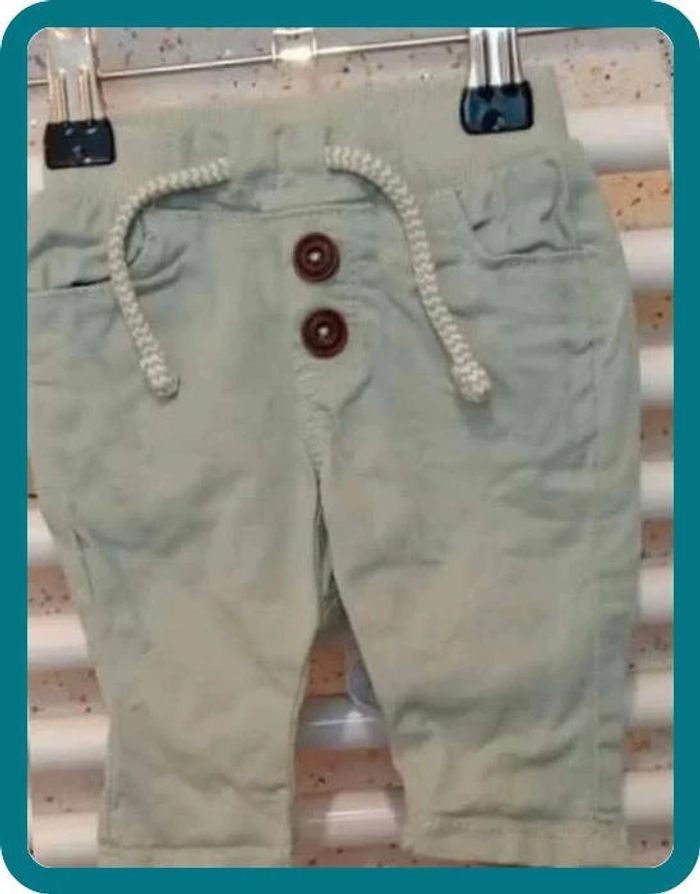 Pantalon taille élastique avec cordon vert eau Tape à l'Oeil Taille 1 mois - photo numéro 2