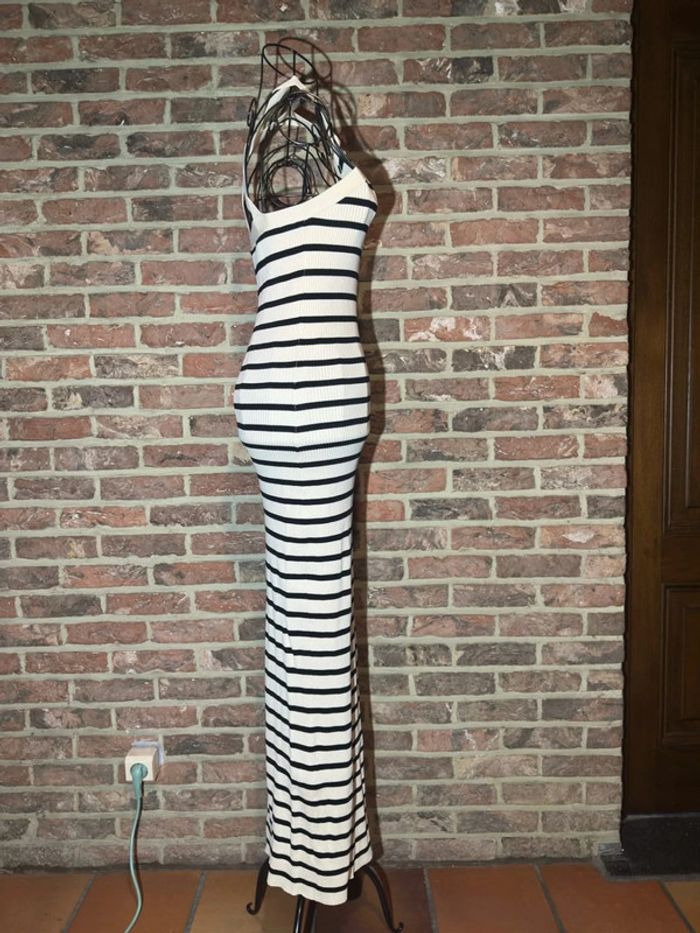 Robe longue rayée Bershka Taille M / 38 , dos croisé et fente - photo numéro 18