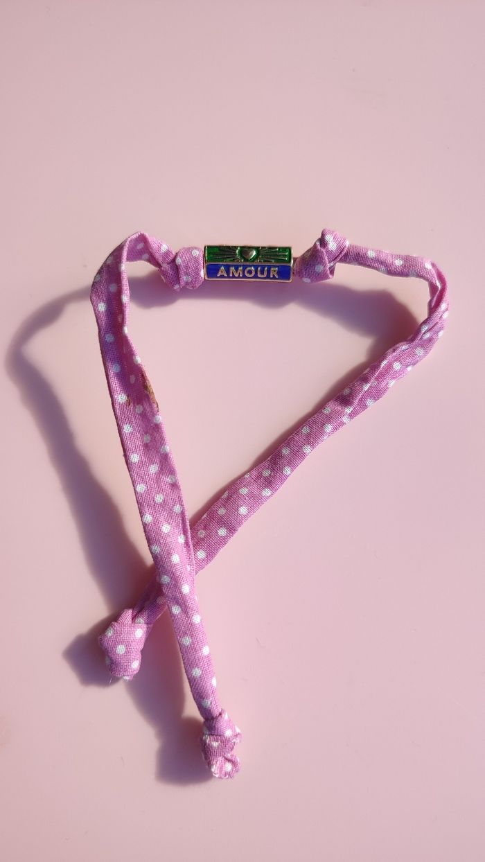 Bracelet tissu Amour rose - photo numéro 4